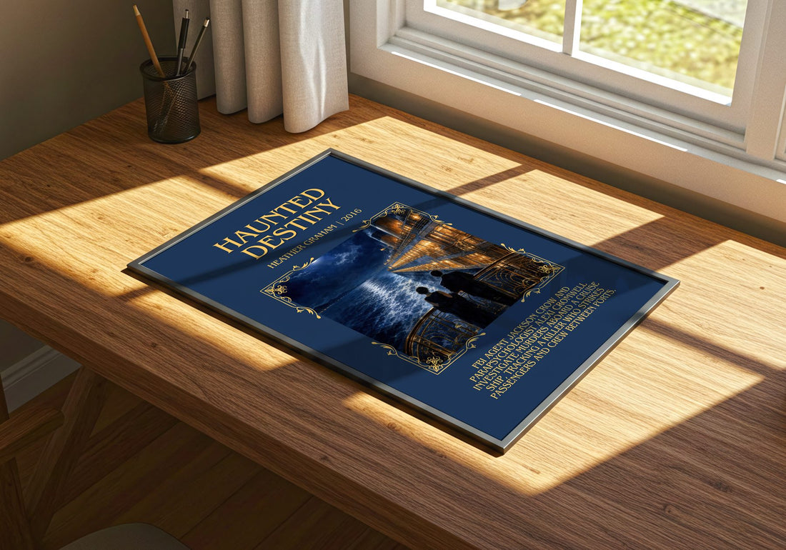 Haunted Destiny Minimalist Book Poster by Heather Graham – print on a sunlit desk