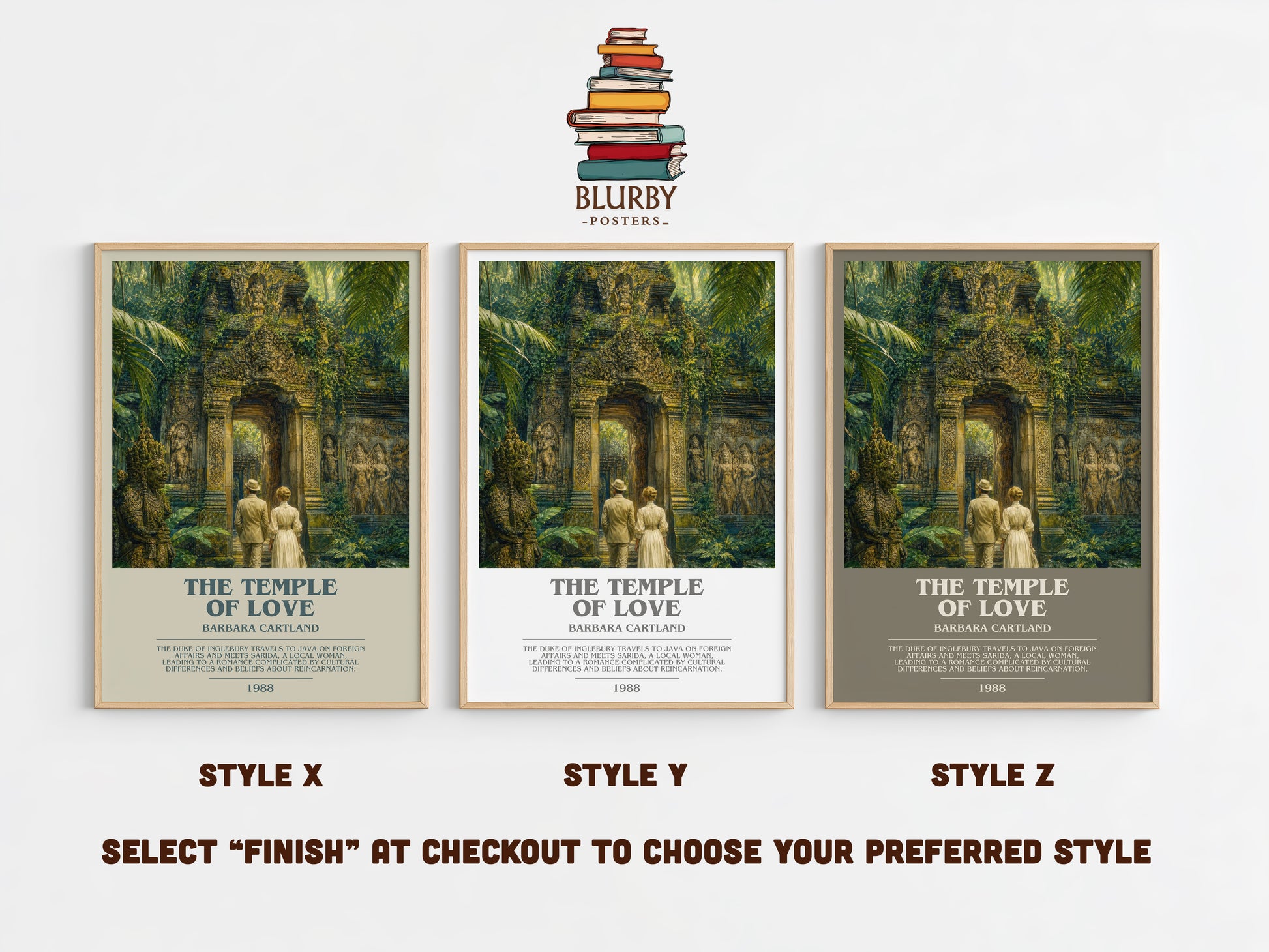 The Temple Of Love bookish print in frame leaning in hallway – romance wall art