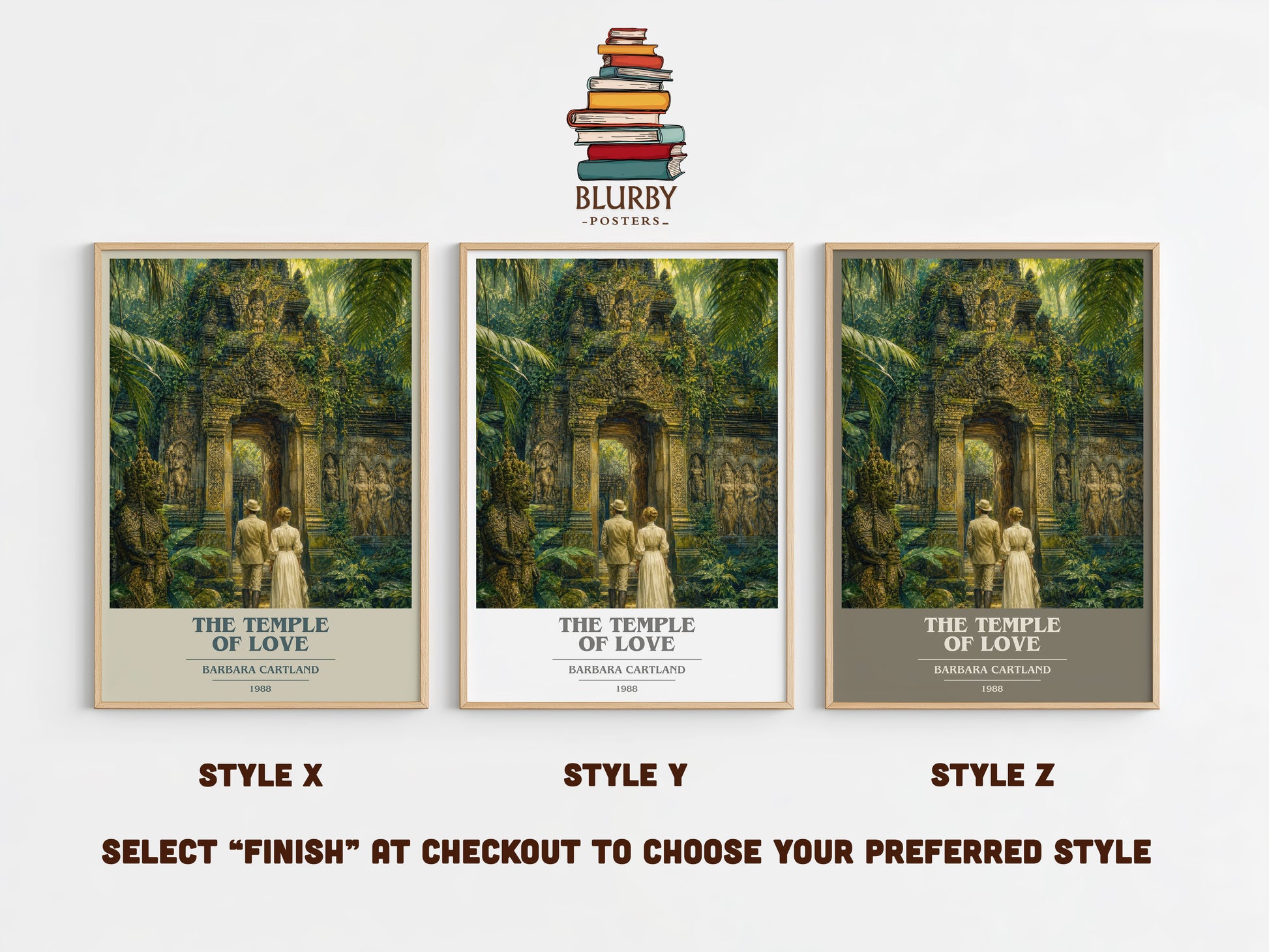 The Temple Of Love book cover print in frame leaning in hallway – romance wall art