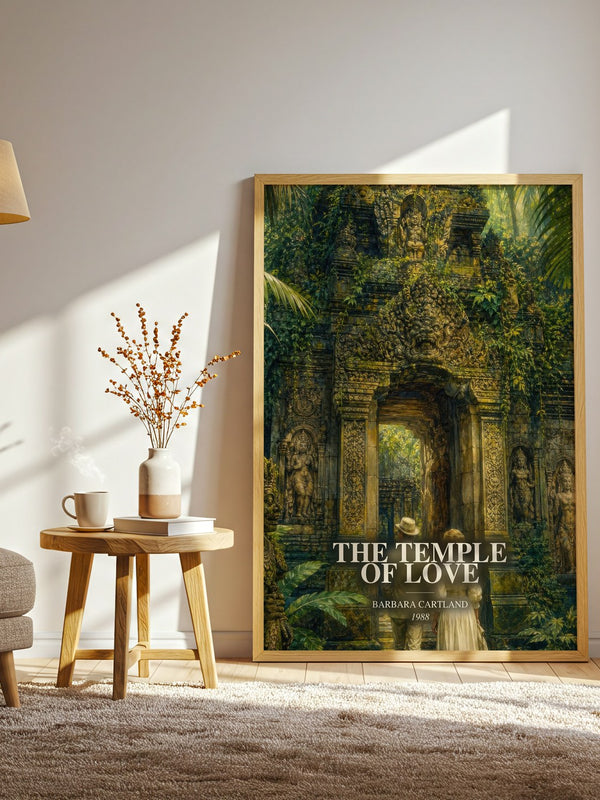 The Temple Of Love watercolour print in frame leaning in hallway – romance wall art