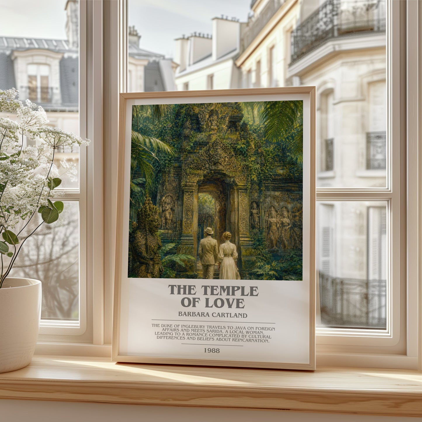 The Temple Of Love bookish poster colour and style options – Barbara Cartland book art