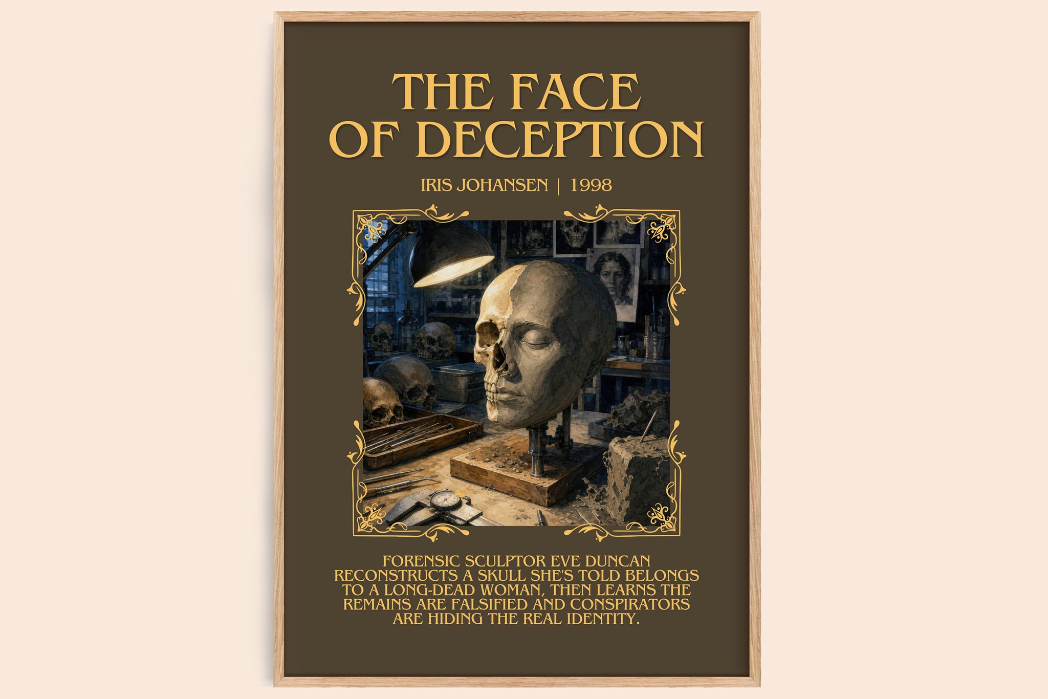 The Face of Deception Minimalist Book Poster by Iris Johansen