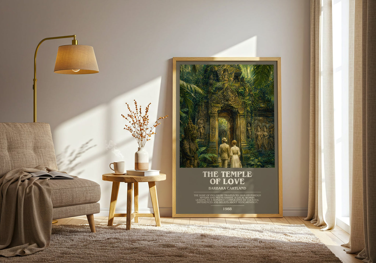 The Temple Of Love bookish print on bookshelf – Barbara Cartland fan gift