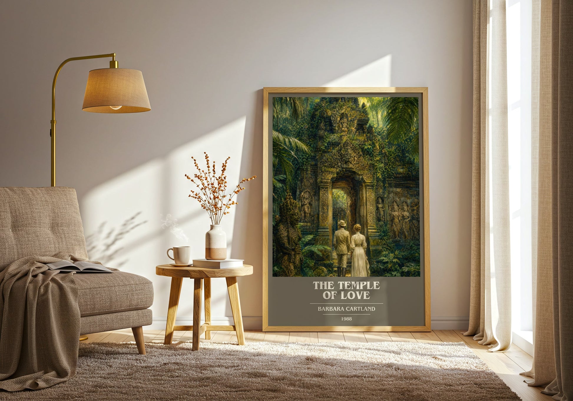 The Temple Of Love book cover print on bookshelf – Barbara Cartland fan gift