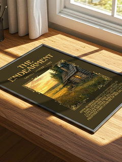 The Endearment Minimalist Book Poster by LaVyrle Spencer – print on a sunlit desk