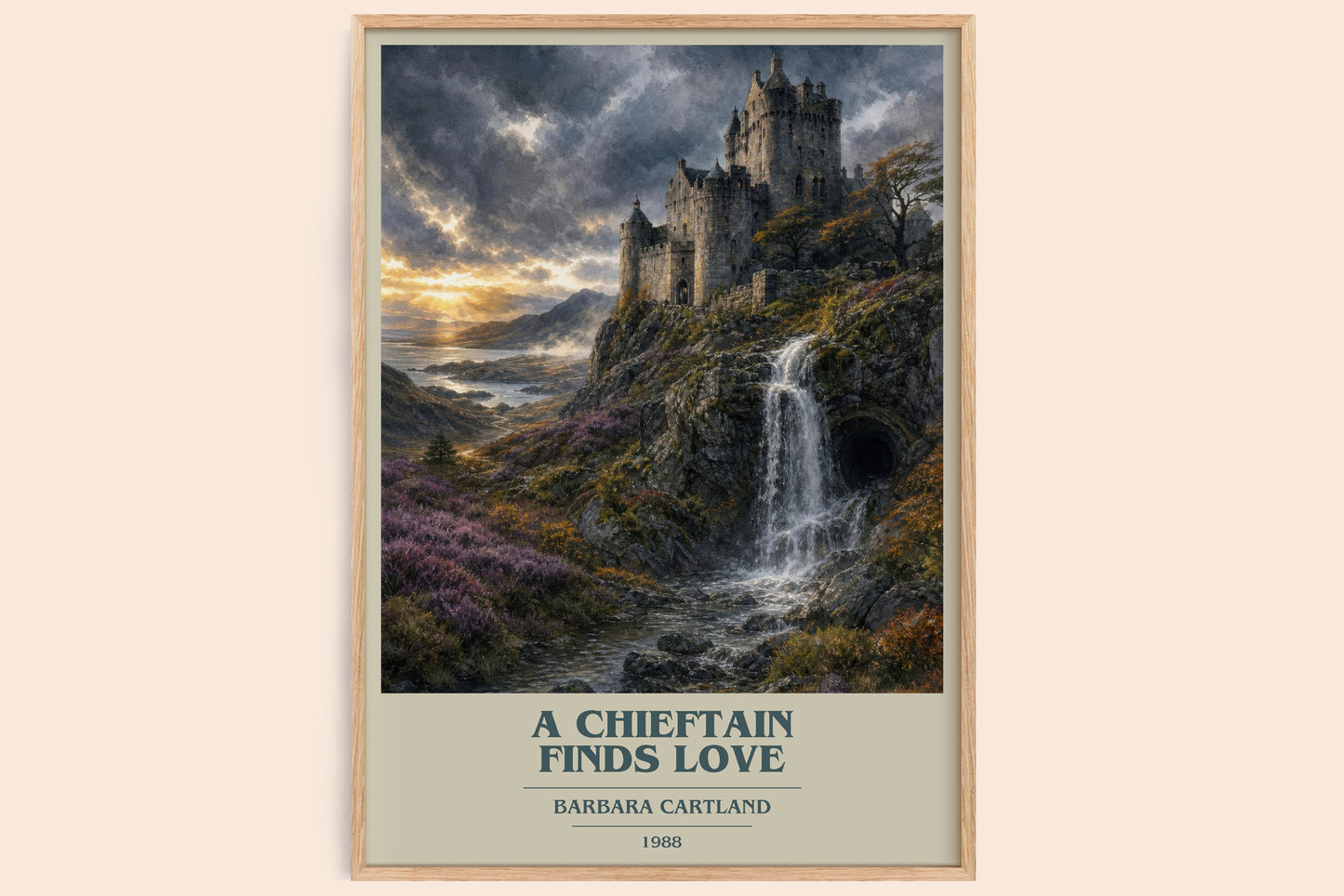 A Chieftain Finds Love book cover book poster by Barbara Cartland – framed literary art print