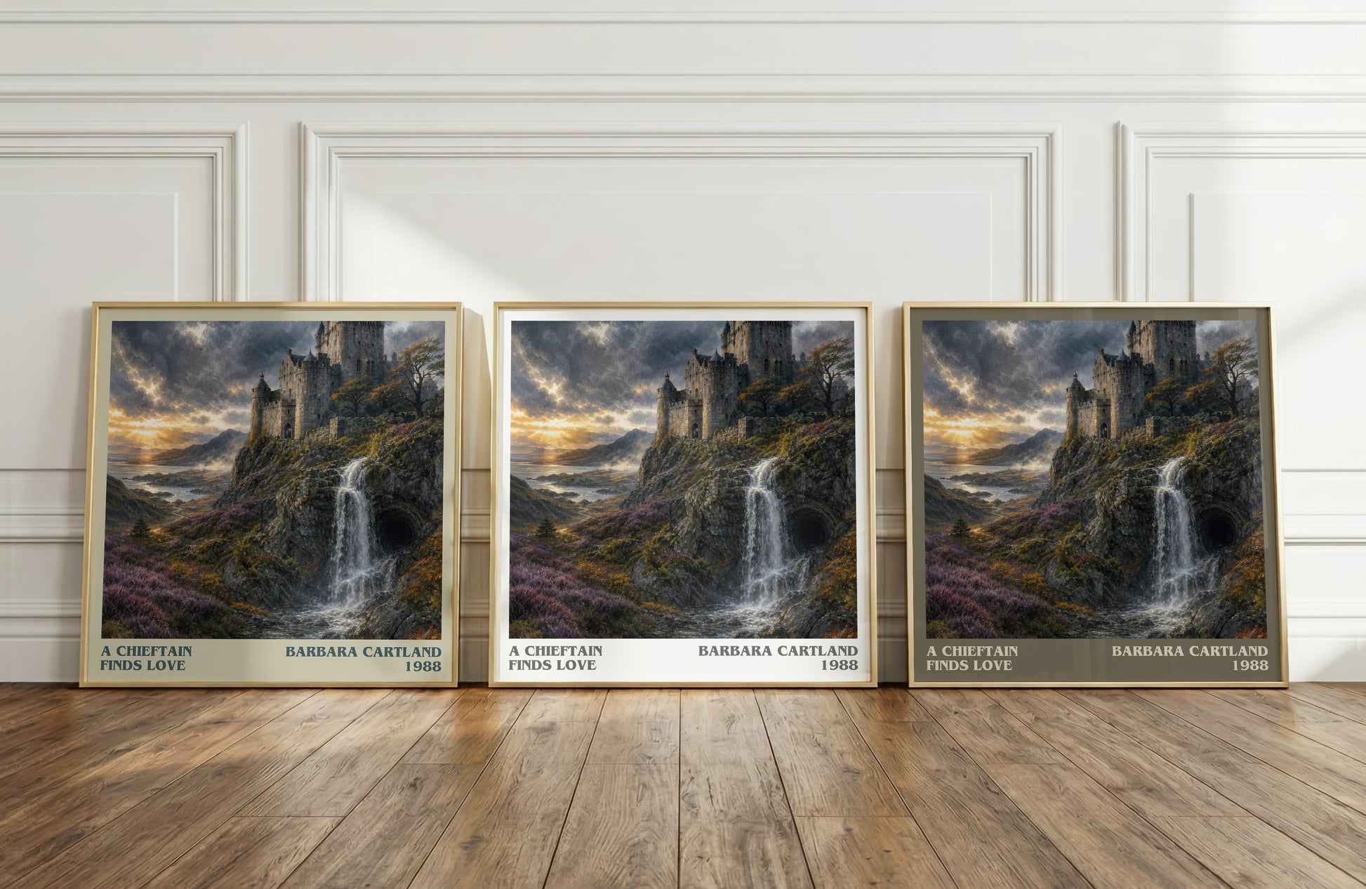 A Chieftain Finds Love literary art print colour and style options – Barbara Cartland book art