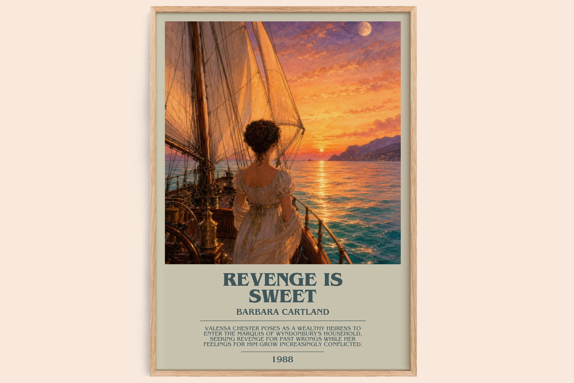 Revenge Is Sweet bookish book poster by Barbara Cartland – framed literary art print