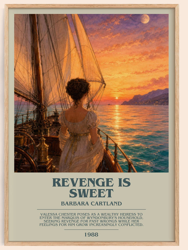Revenge Is Sweet bookish book poster by Barbara Cartland – framed literary art print