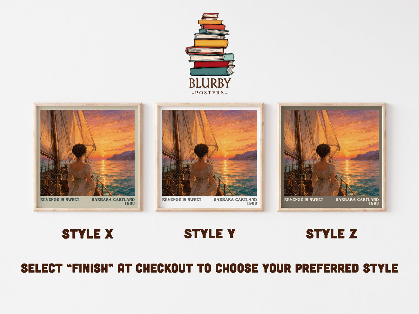 Revenge Is Sweet literary print in frame leaning in hallway – romance wall art