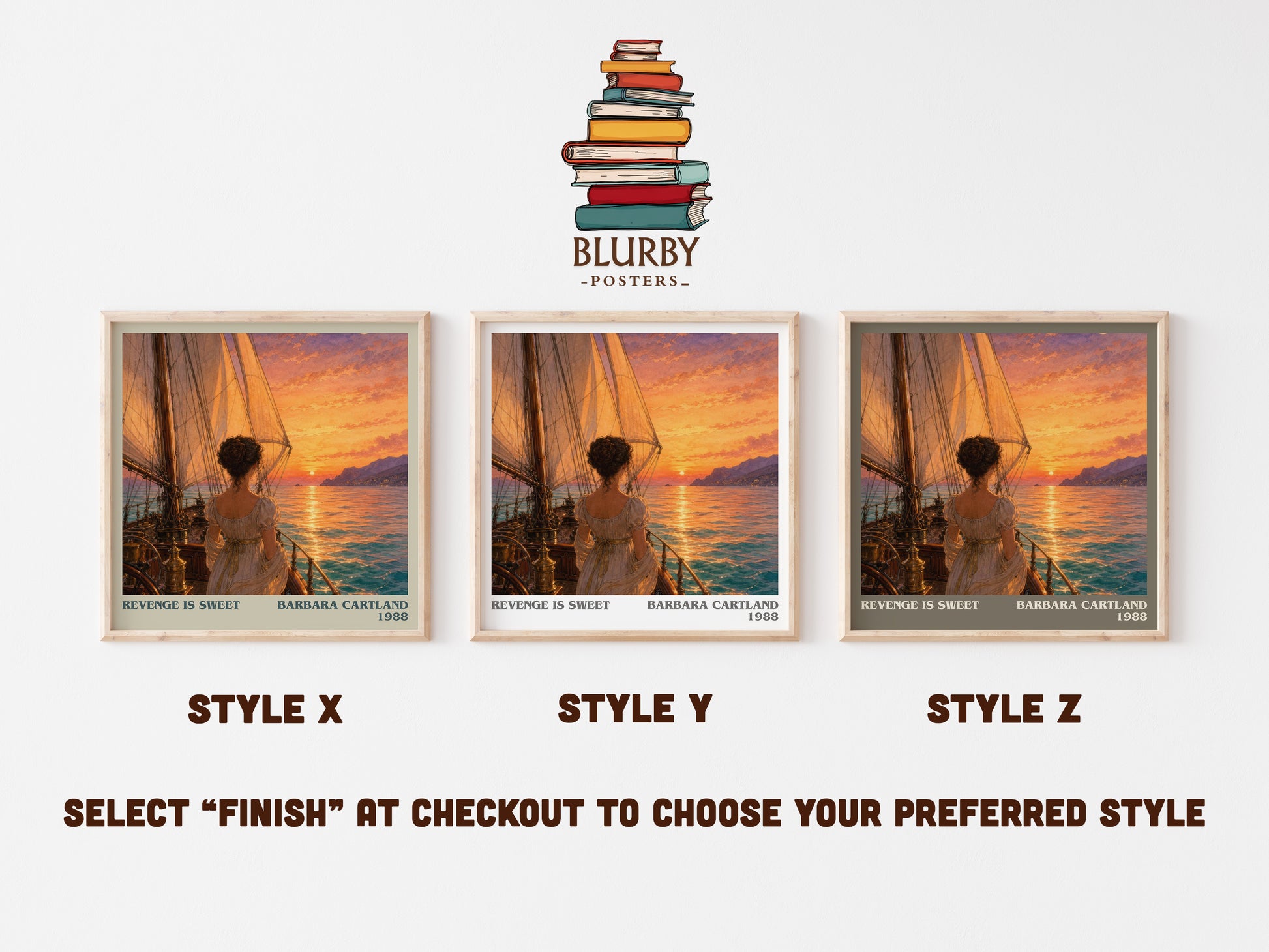 Revenge Is Sweet literary print in frame leaning in hallway – romance wall art