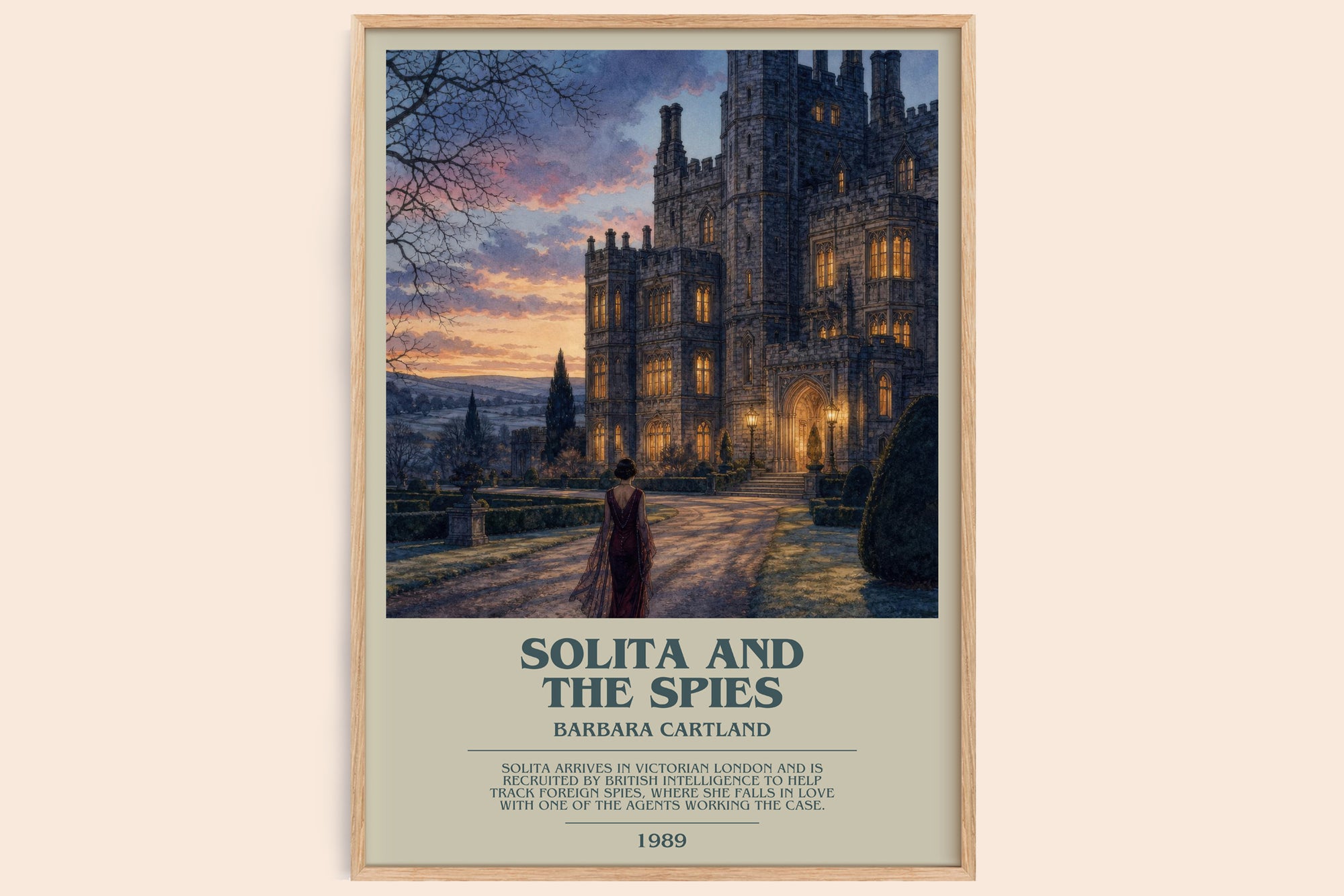 Solita And The Spies bookish book poster by Barbara Cartland – framed literary art print
