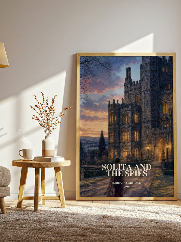 Solita And The Spies watercolour print in frame leaning in hallway – historical fiction wall art