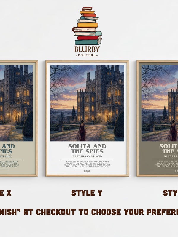 Solita And The Spies bookish print in frame leaning in hallway – historical fiction wall art