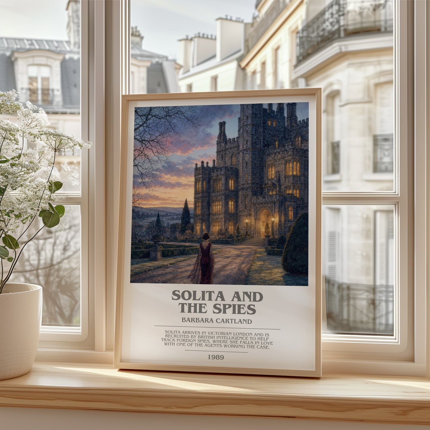 Solita And The Spies bookish poster colour and style options – Barbara Cartland book art