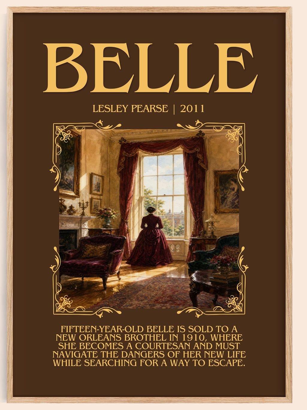 Belle Minimalist Book Poster by Lesley Pearse – book poster