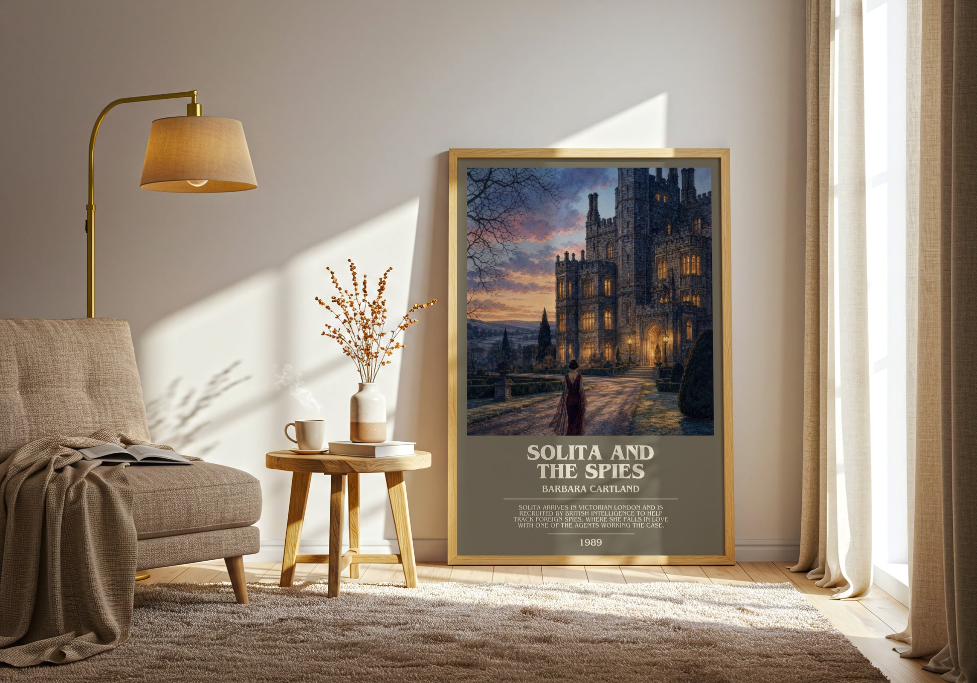 Solita And The Spies bookish print on bookshelf – Barbara Cartland fan gift