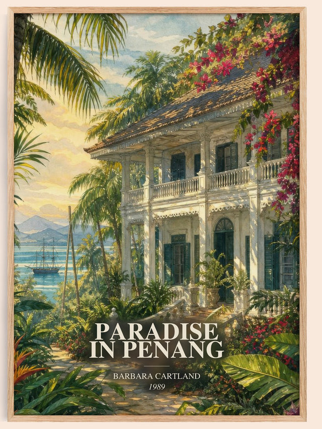 Paradise In Penang Book Watercolour Illustration by Barbara Cartland