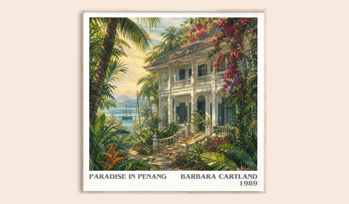 Paradise In Penang literary book poster by Barbara Cartland – framed literary art print