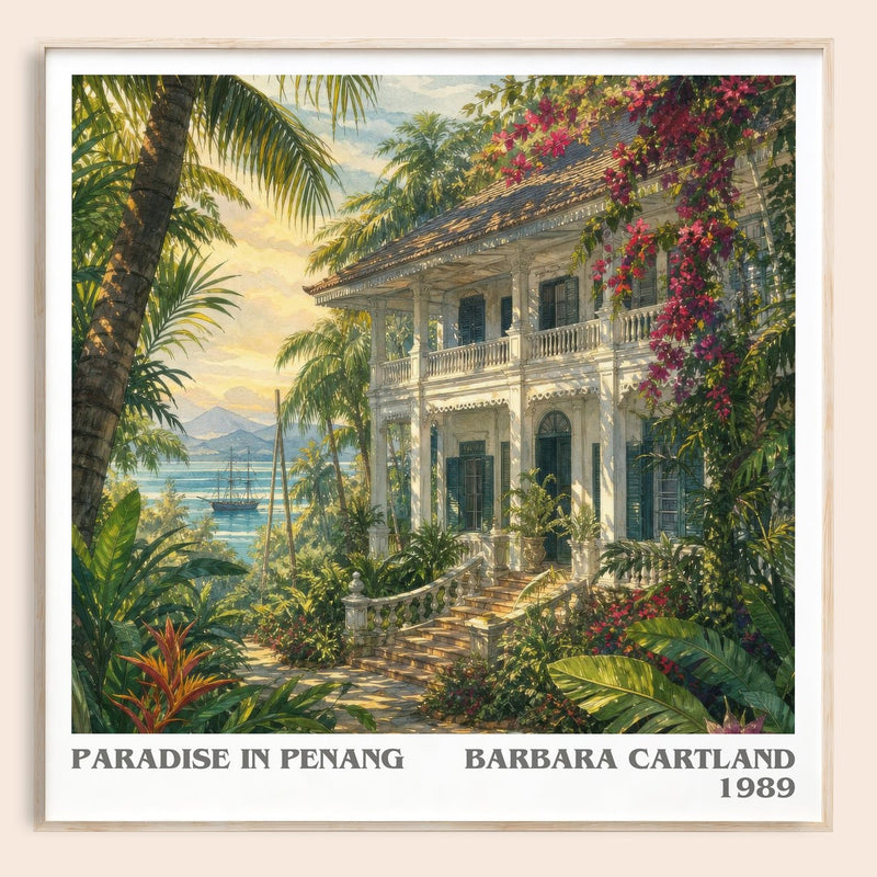 Paradise In Penang literary book poster by Barbara Cartland – framed literary art print