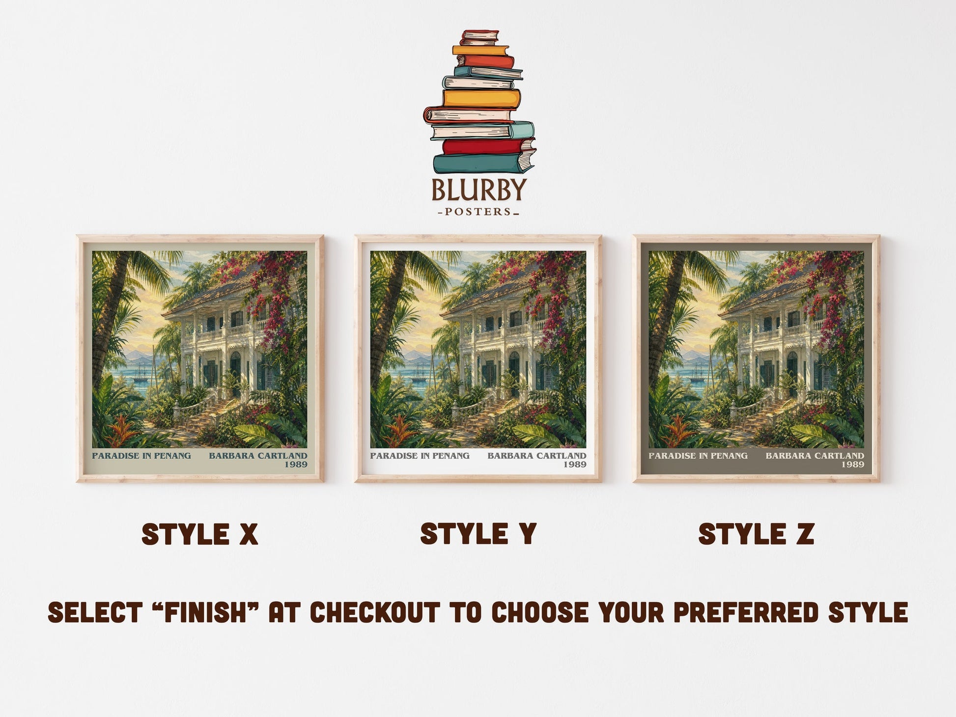 Paradise In Penang literary print in frame leaning in hallway – romance wall art