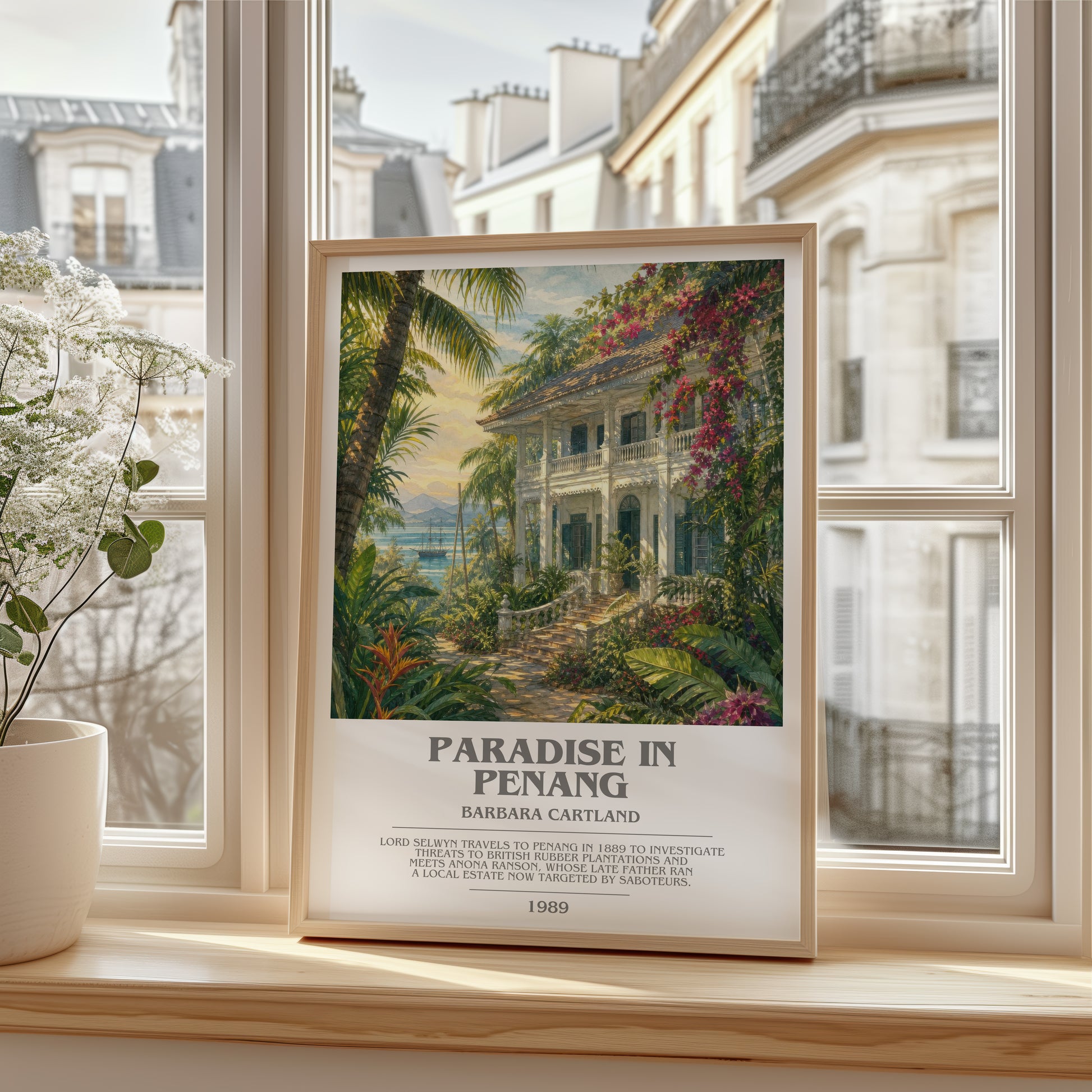Paradise In Penang bookish poster colour and style options – Barbara Cartland book art