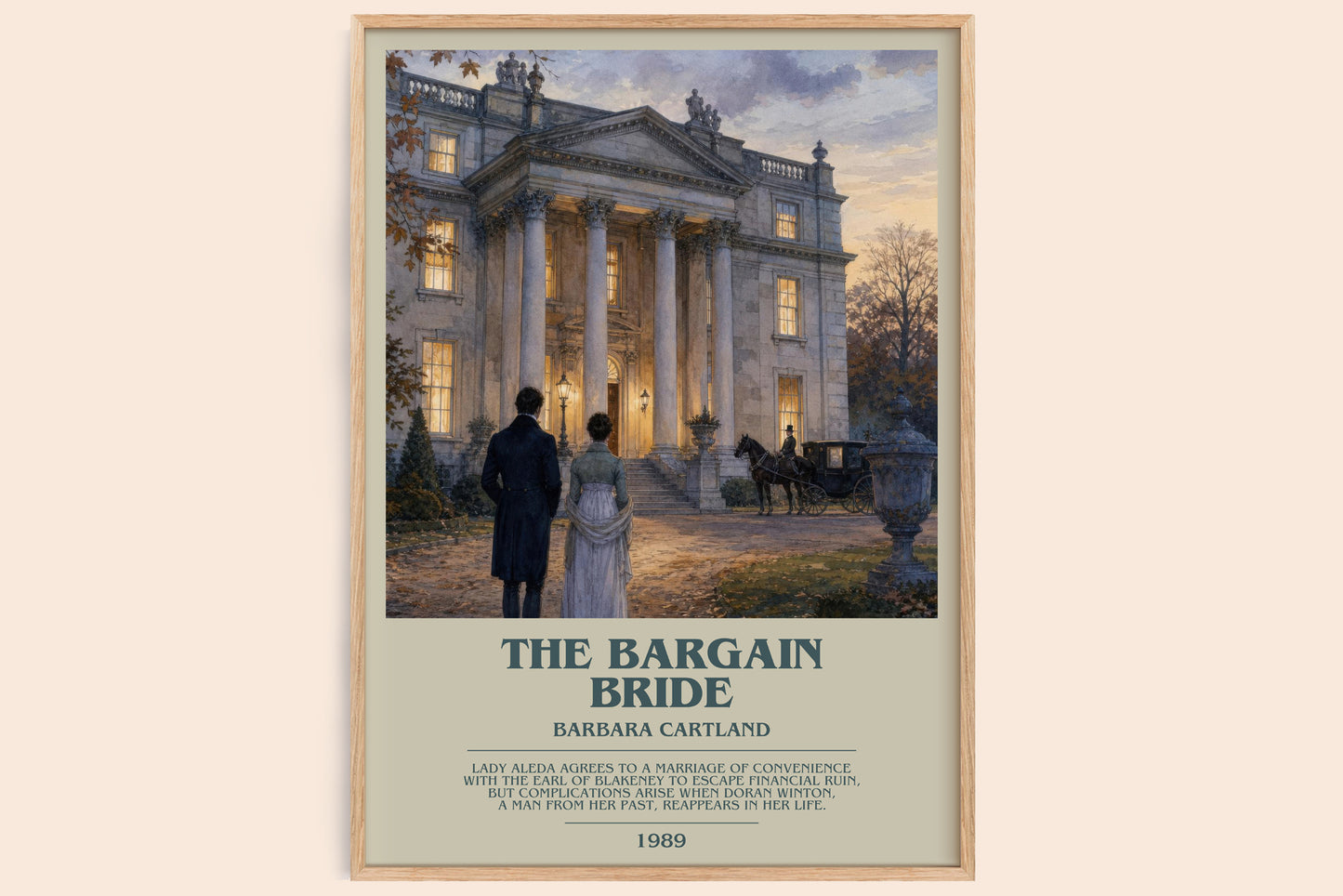 The Bargain Bride bookish book poster by Barbara Cartland – framed literary art print