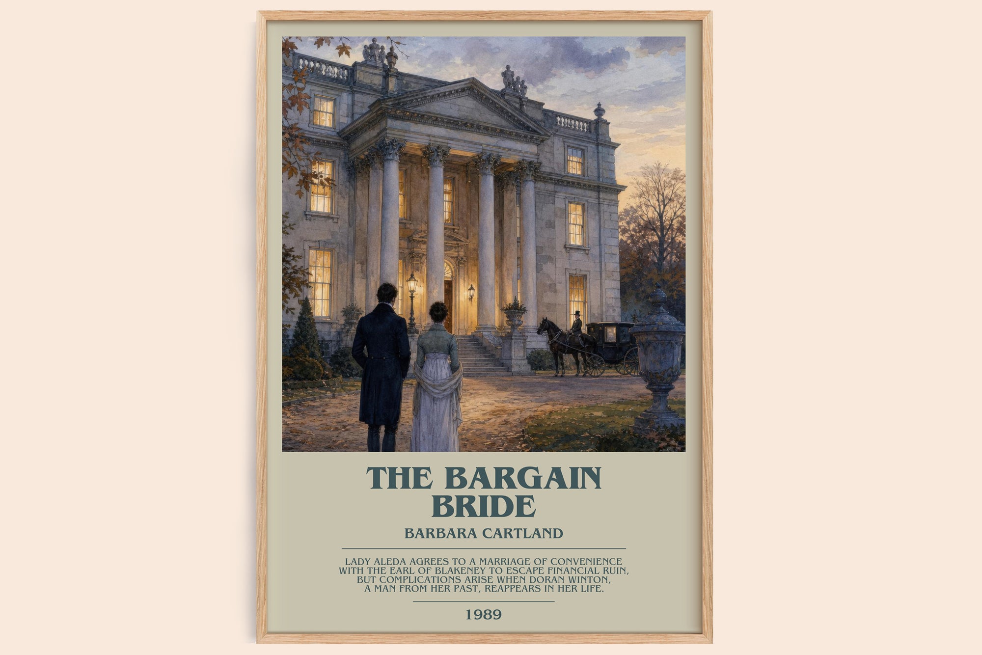The Bargain Bride bookish book poster by Barbara Cartland – framed literary art print