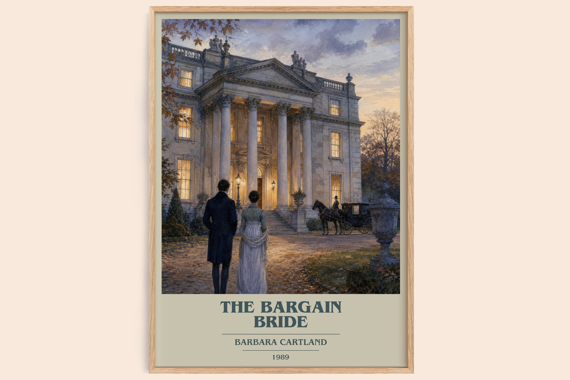 The Bargain Bride book cover book poster by Barbara Cartland – framed literary art print
