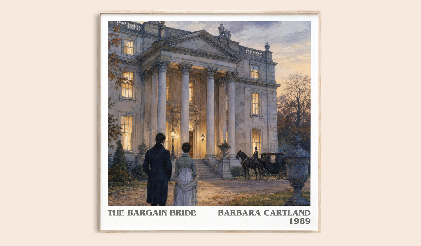 The Bargain Bride literary book poster by Barbara Cartland – framed literary art print
