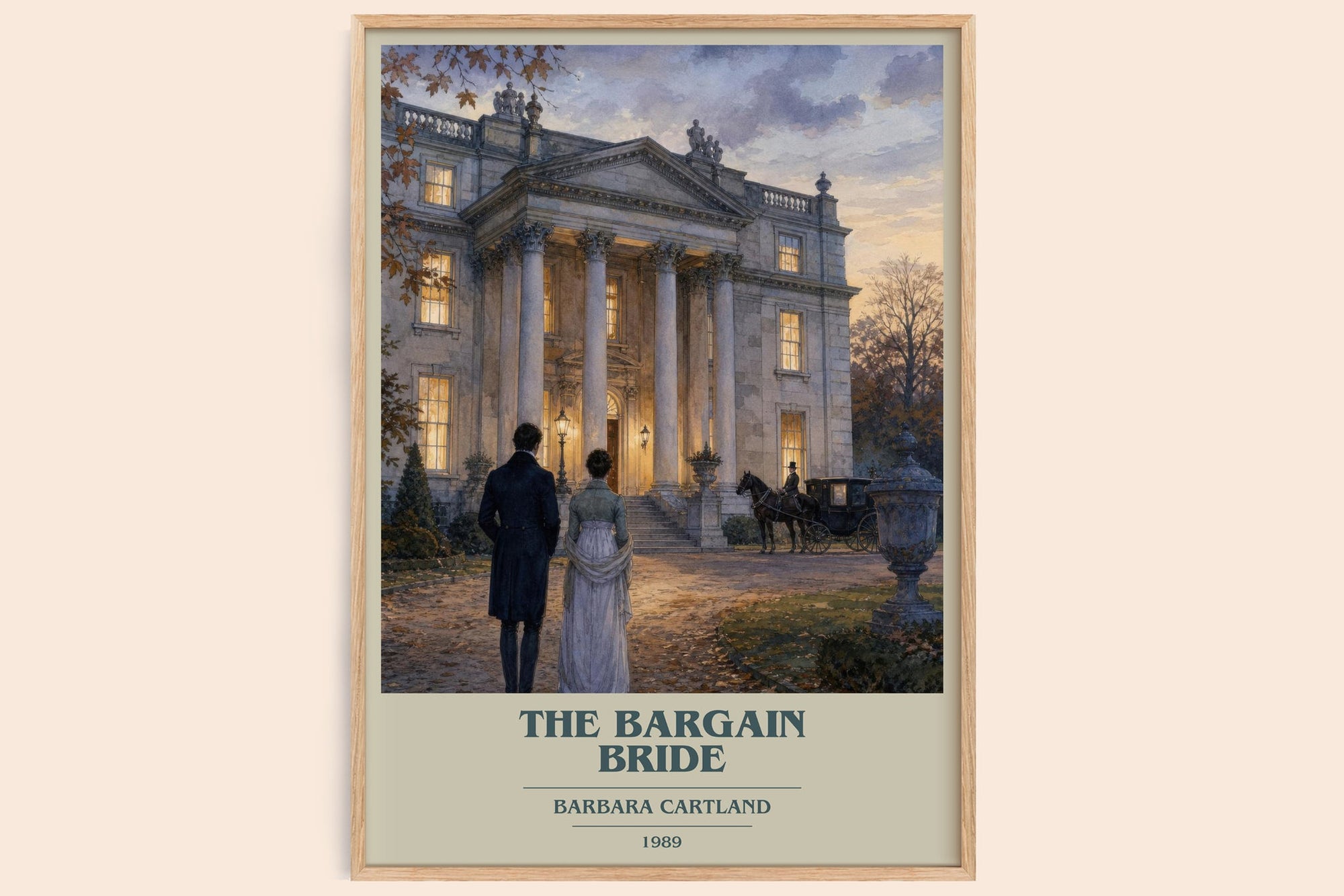 The Bargain Bride book cover book poster by Barbara Cartland – framed literary art print