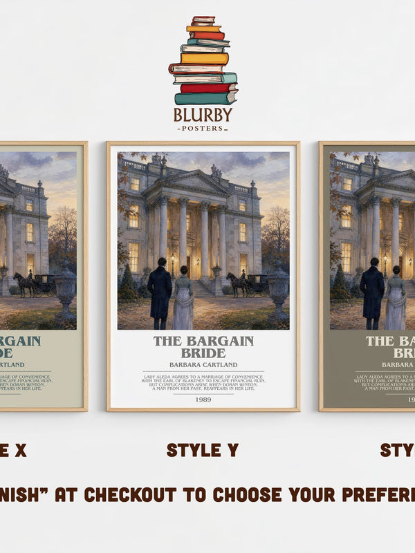 The Bargain Bride bookish print in frame leaning in hallway – romance wall art