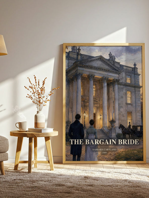 The Bargain Bride watercolour print in frame leaning in hallway – romance wall art