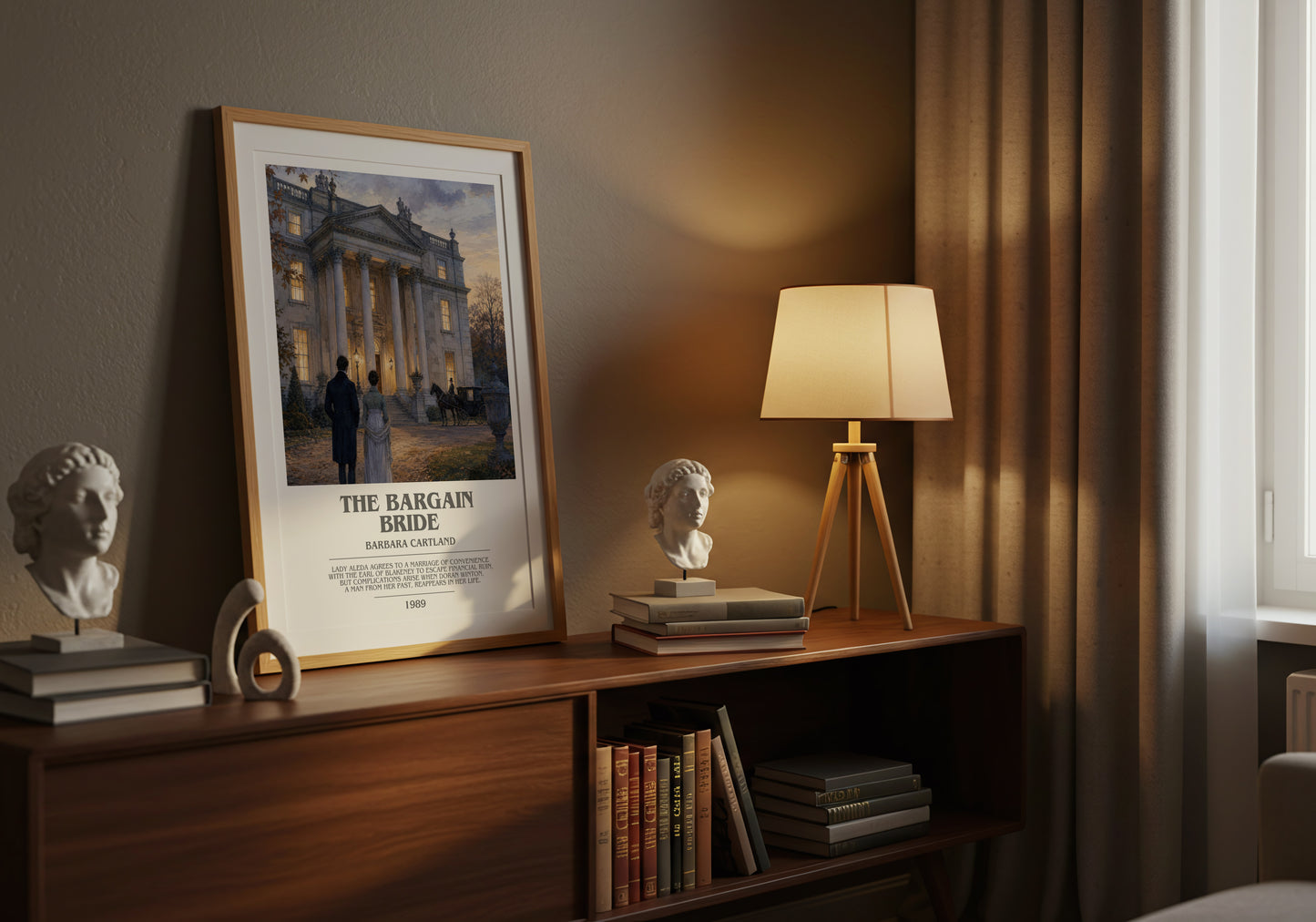 The Bargain Bride bookish book poster framed on wall – romance wall art