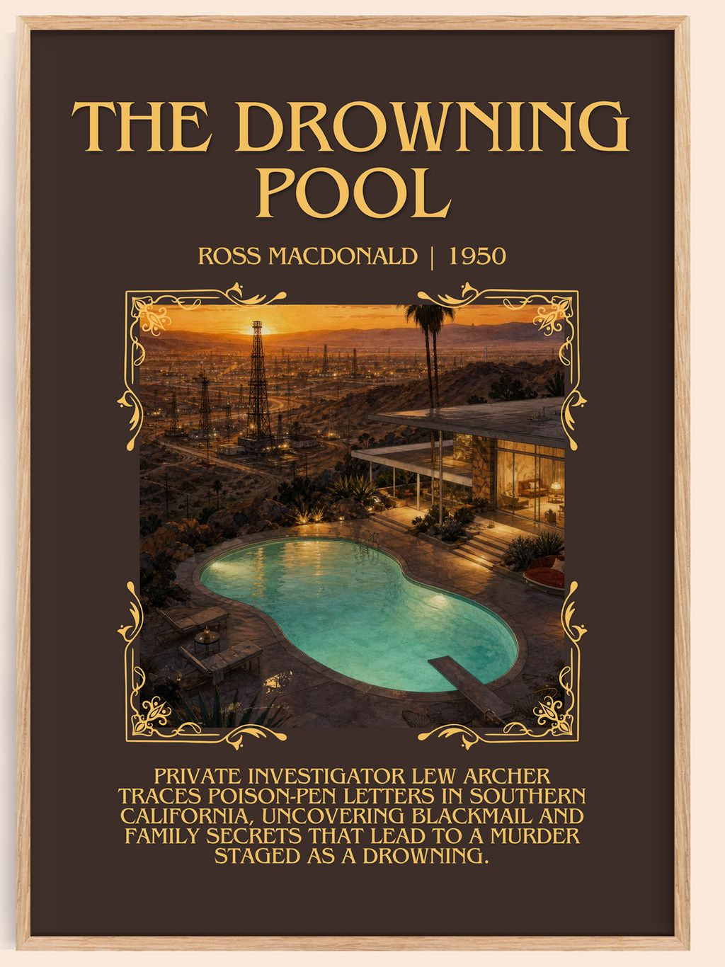The Drowning Pool Minimalist Book Poster by Ross Macdonald – book poster