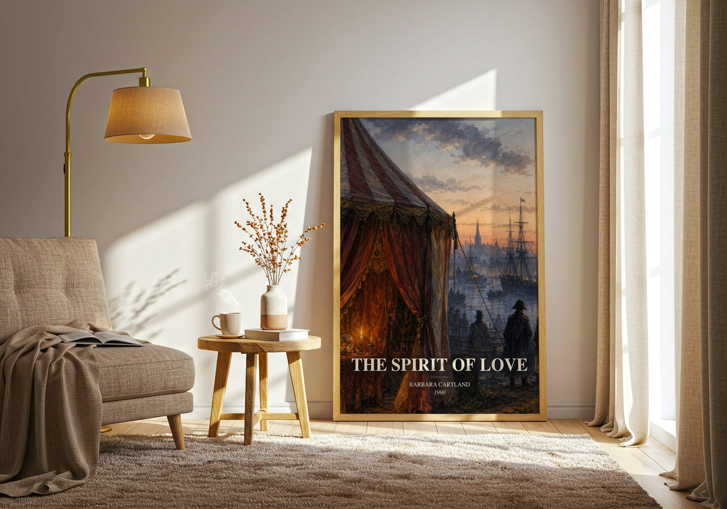 The Spirit Of Love watercolour print in frame leaning in hallway – romance wall art