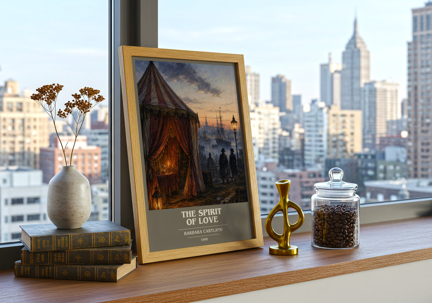 The Spirit Of Love book cover print framed by window – literary home decor