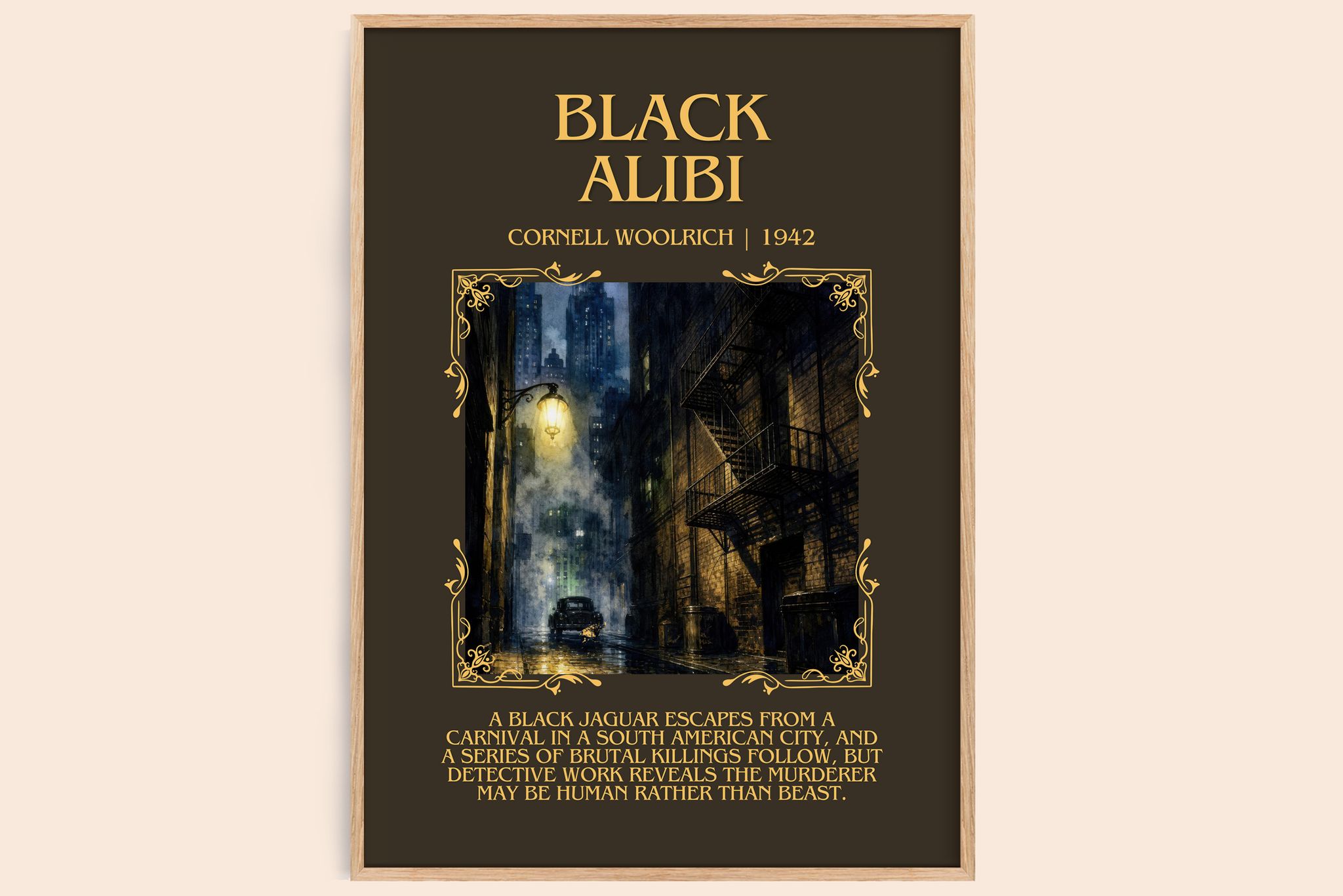 Black Alibi Minimalist Book Poster by Cornell Woolrich