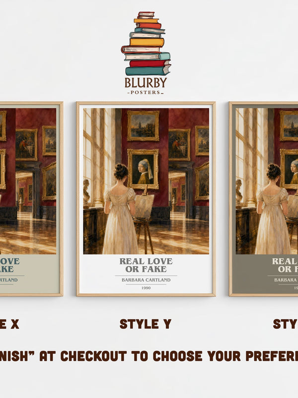 Real Love Or Fake book cover print in frame leaning in hallway – romance wall art