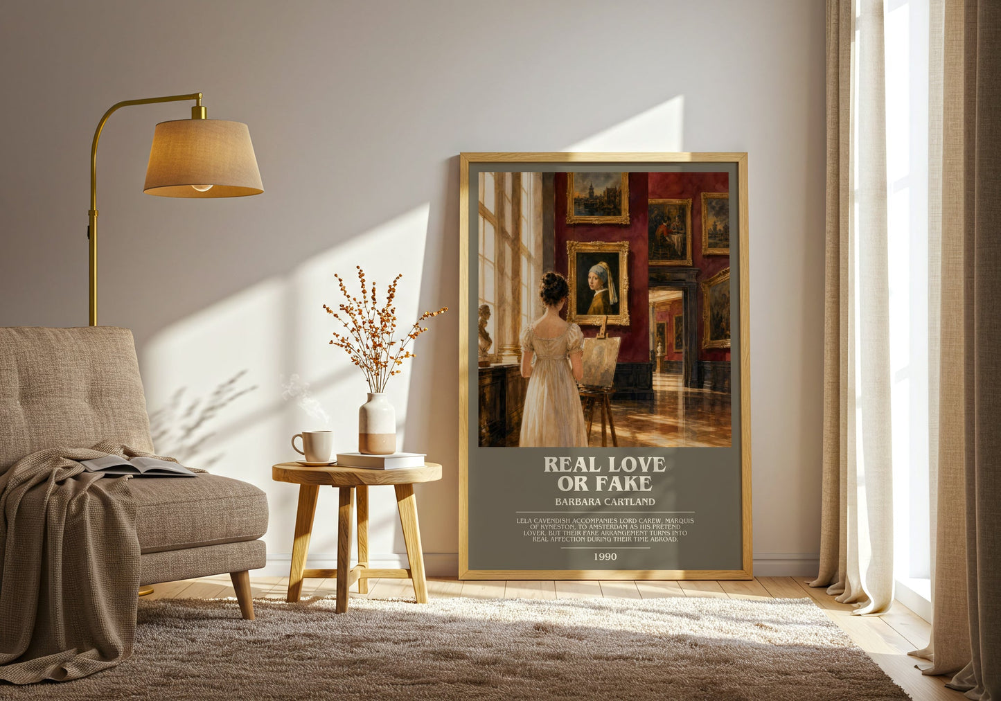 Real Love Or Fake bookish print on bookshelf – Barbara Cartland fan gift