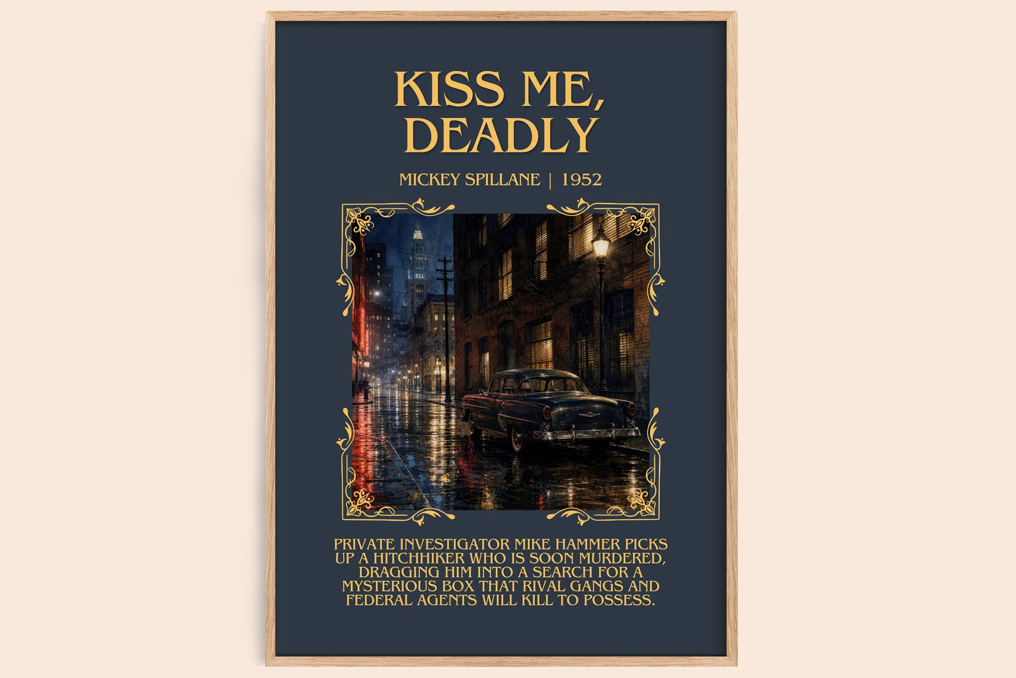 Kiss Me, Deadly Minimalist Book Poster by Mickey Spillane