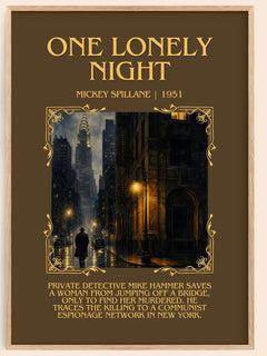 One Lonely Night Minimalist Book Poster by Mickey Spillane – image 1