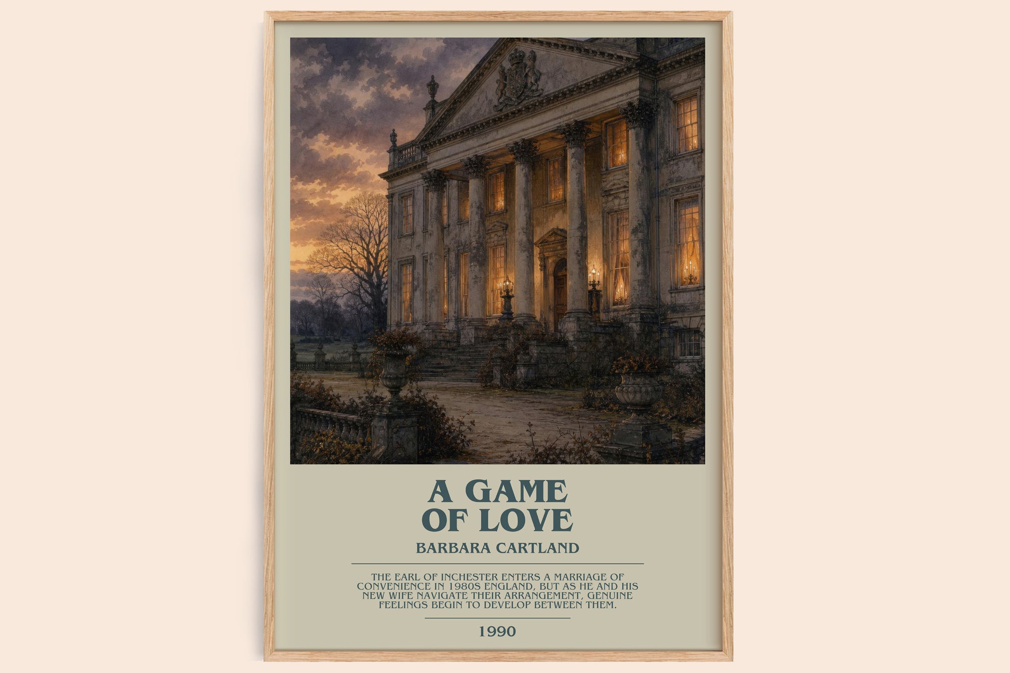 A Game Of Love bookish book poster by Barbara Cartland – framed literary art print