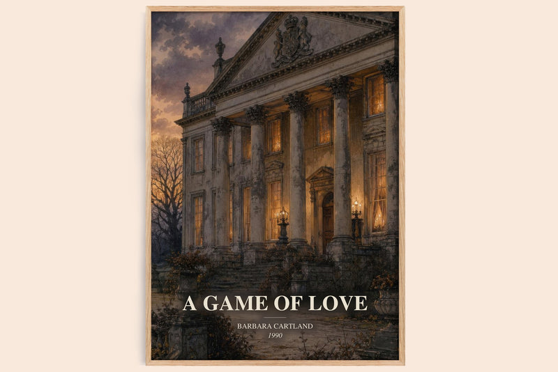 A Game Of Love watercolour book poster by Barbara Cartland – framed literary art print