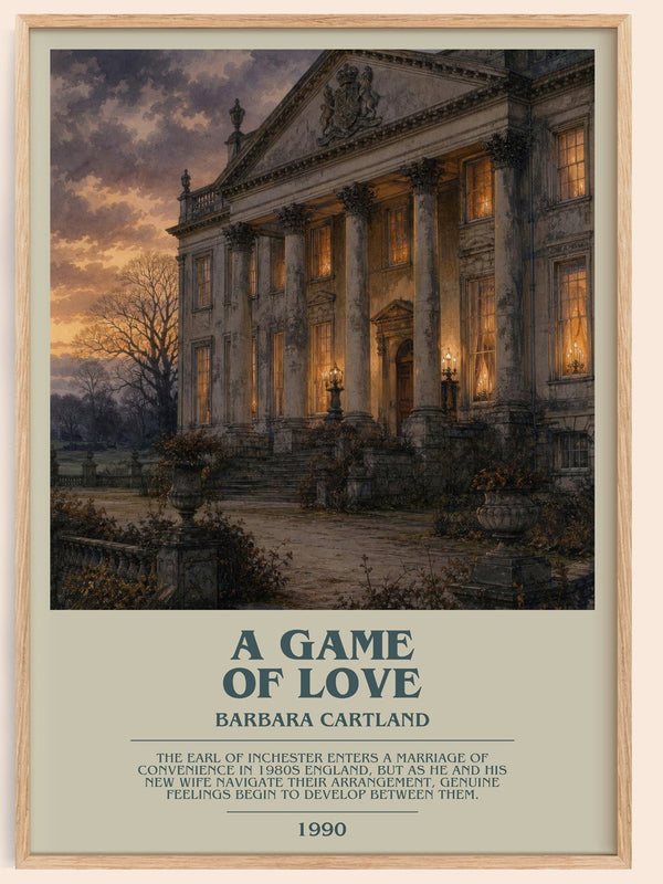 A Game Of Love bookish book poster by Barbara Cartland – framed literary art print