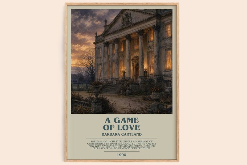 A Game Of Love bookish book poster by Barbara Cartland – framed literary art print