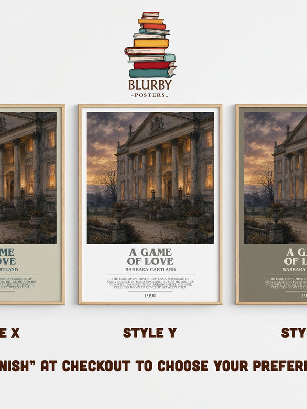 A Game Of Love bookish print in frame leaning in hallway – romance wall art