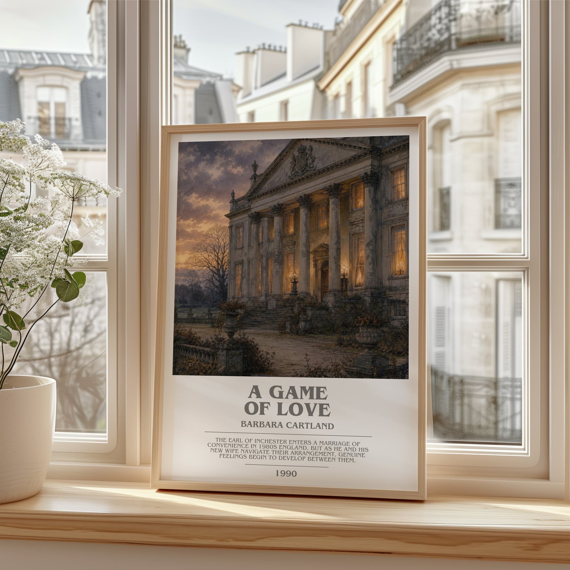 A Game Of Love bookish poster colour and style options – Barbara Cartland book art