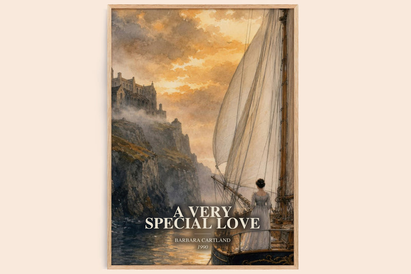 A Very Special Love watercolour book poster by Barbara Cartland – framed literary art print