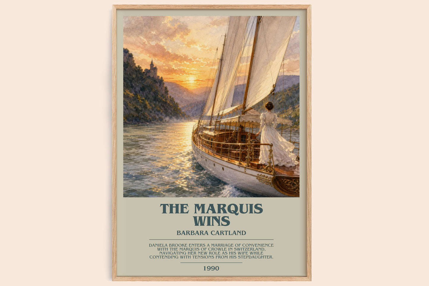The Marquis Wins bookish book poster by Barbara Cartland – framed literary art print
